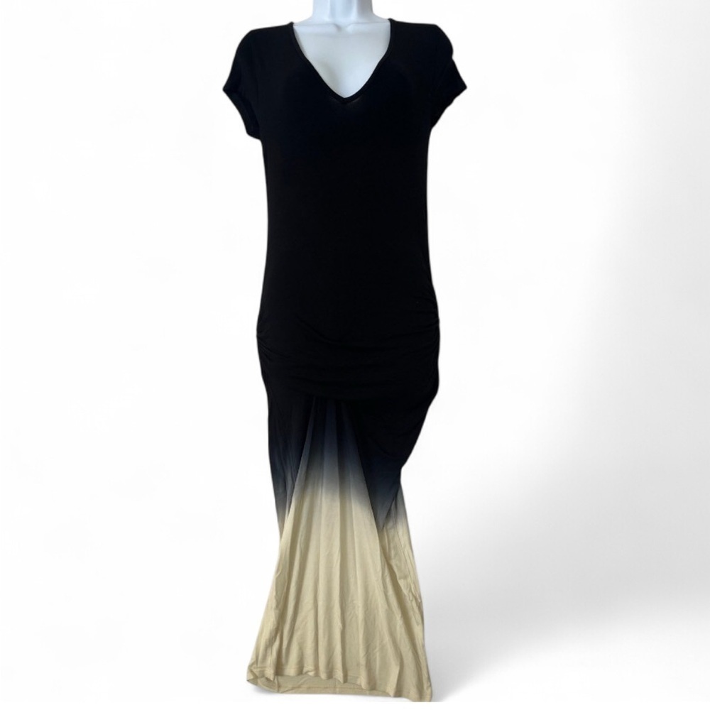 Young, Fabulous & Broke Modal Ombre Black White Blue Scrunch Dress sz M Y2K